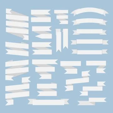 White  ribbons set Stock Illustration