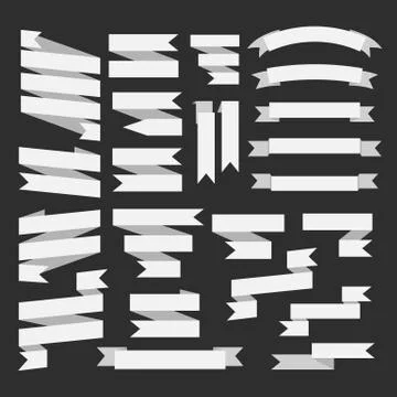White ribbons set Stock Illustration