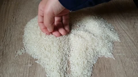White Rice Is Falling Down Video stock 137907117
