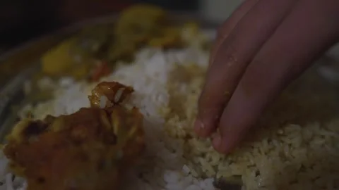 White rice with fish curry Stock Footage 290949804