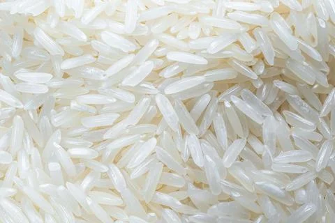 White rice grain pattern close up, Asian food. Stock Photos