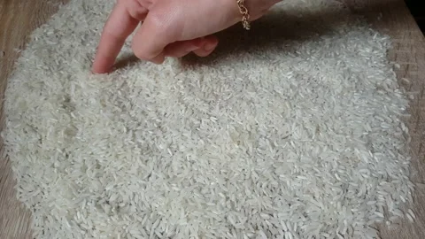 White rice grains 스톡 동영상 134894253
