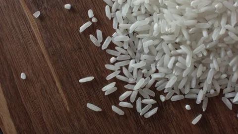 White rice heap on the table 스톡 동영상 79327691