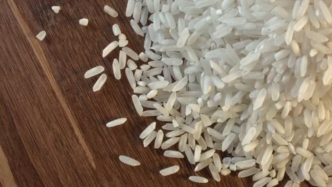 White rice heap on the table Video stock 79328725