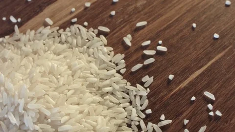 White rice heap on the table Vidéo 79354776