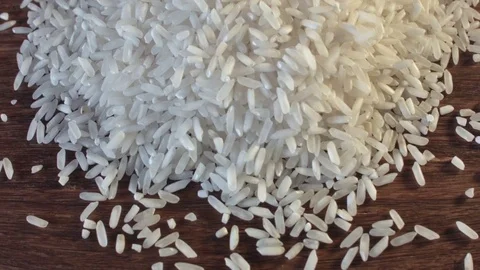 White rice heap on the table Stock-Footage 79366619