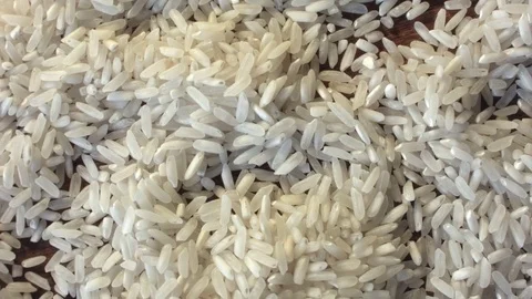White rice heap on the table Vídeo Stock 79503193