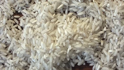 White rice heap on the table Video stock 79507700
