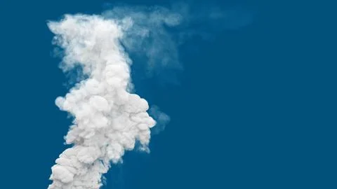 White rich pollute smoke column emission from coal power plant Stock Illustration