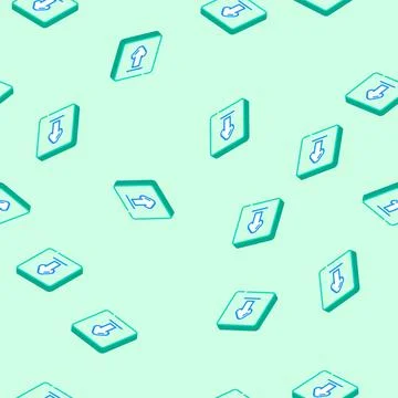 White right left arrow emergency isometric icon seamless pattern Stock Illustration