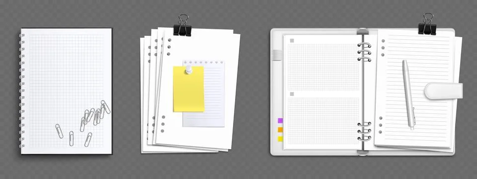 White ring binder mockup set Stock Illustration