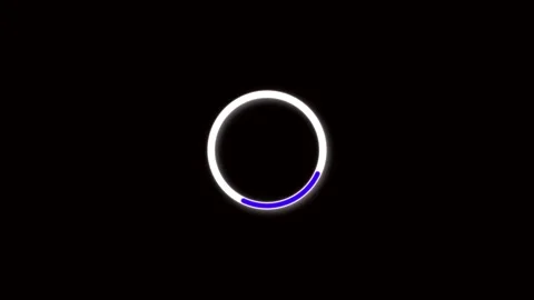 White Ring with Blue Progress Indicator on a Black Background loading waiti.. Video stock 321453560