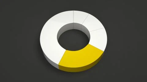 White ring pie chart with one yellow sector Stock Illustration