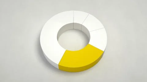 White ring pie chart with one yellow sector Stock Illustration