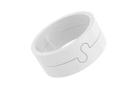White Ring in Shape of Puzzle in Clay Style. 3d Rendering Illustrazione stock