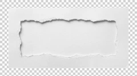 White ripped paper border with torn edges isolated on transparent backgroun.. Illustrazione stock