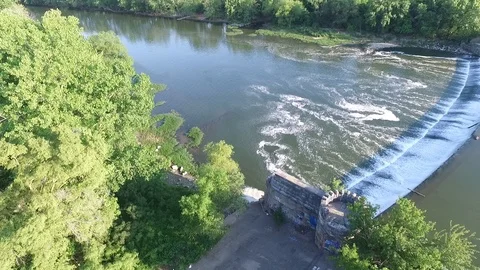 White River Drone - Pan Down Video stock 112224586