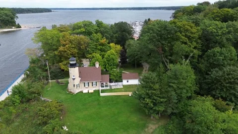 White River Lighthouse on Lake Michigan Stock Footage 262578082