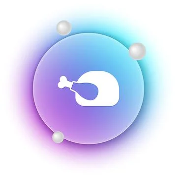 White Roasted turkey or chicken icon isolated on white background. Blue and.. Stock Illustration