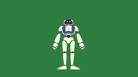 White robot and background standing isolated on green screen background Stock Footage 336955371