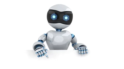 White robot and empty advertising board, seamless loop Stock Footage 79878657