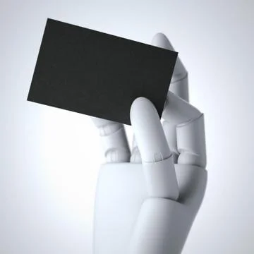White robot arm with blank black business card イラスト素材