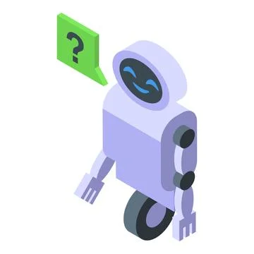 White robot asking question with speech bubble Stock Illustration