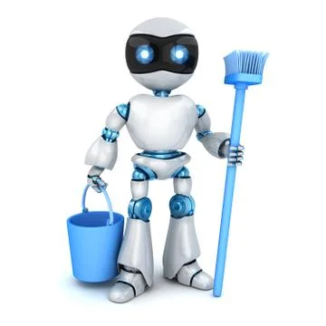 White robot cleaner Stock Illustration