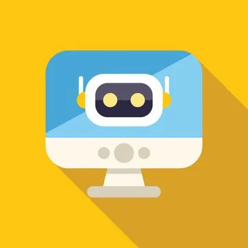 White robot displaying on blue computer screen Illustrazione stock