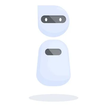 White robot floating with shadow on white background Illustrazione stock
