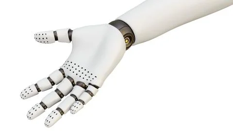 White Robot Hand, Isolated Stock Illustration