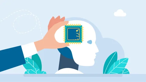 White Robot head tech, AI chip technological brain, Artificial intelligence Stock Footage 302962007