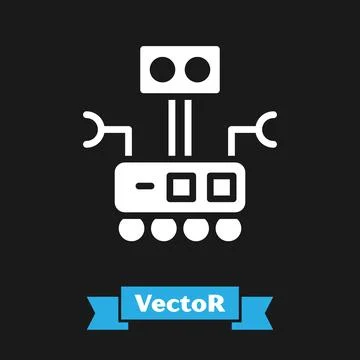 White Robot icon isolated on black background. Artificial intelligence, machi Stock Illustration