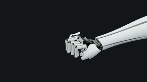 A white robot shows how it can move its arms. Stock Footage 103335005