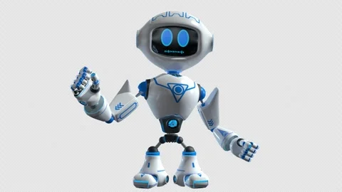 White robot talking in front of the camera, making gestures Vídeo Stock 344708403