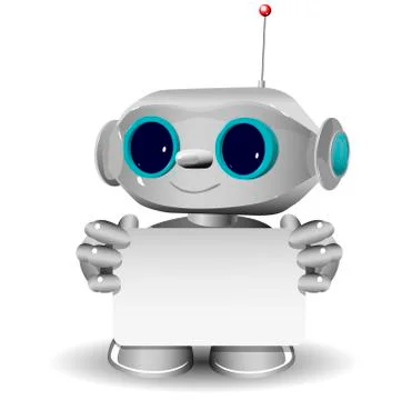 White robot with a white background Illustrazione stock