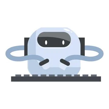 White robot working with keyboard using artificial intelligence Stock Illustration