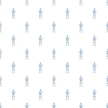 White robots standing in repetitive seamless pattern Stockillustratie
