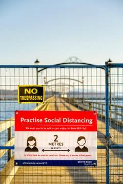 White Rock, Canada - Mar 25, 2020: Pier closed during time of Covid-19 pandem Stock Photos
