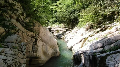 White Rock Canyon, Khosta River Along Cliffs in forest . Sochi, Russia Stock Footage 314817584