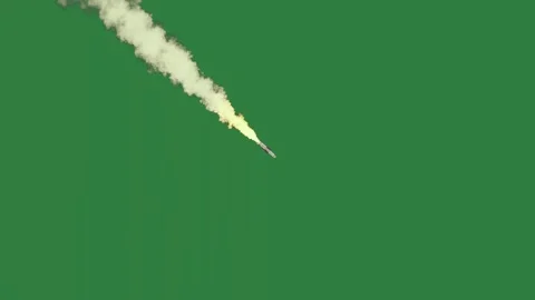 White rocket flying through it and shot of missile firing smoke trail coming Видео 337029141