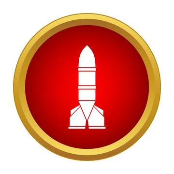 White rocket icon inside red gold circle Illustrazione stock