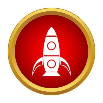 White rocket launching icon in red circle Illustrazione stock