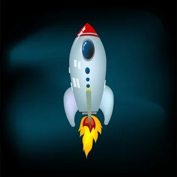 White Rocket Launching into Space Startup Business Vector Illustration Illustrazione stock
