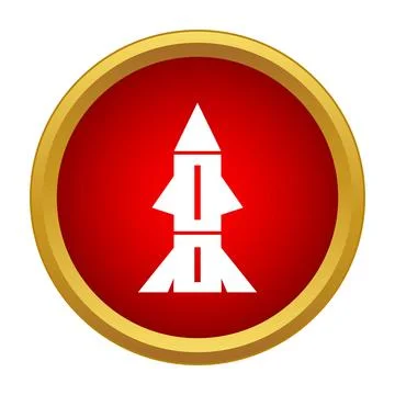 White rocket missile icon in red circle Stock Illustration