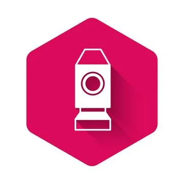 White Rocket ship icon isolated with long shadow background. Space travel. .. イラスト素材
