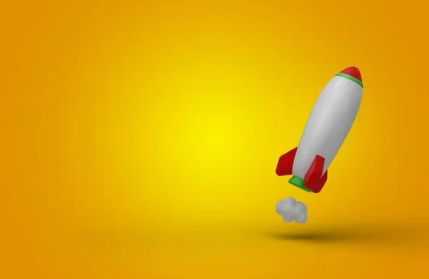 White rocket on yellow background Stock Illustration