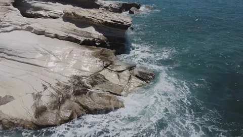 White rocks on the coast of Cyprus Stock Footage 134538839