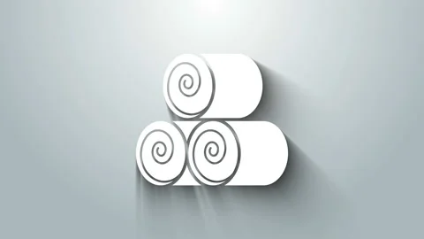 White Roll of hay icon isolated on grey background. 4K Video motion graphic Video stock 145698785