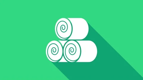 White Roll of hay icon isolated on green background. 4K Video motion graphic Video stock 146949907